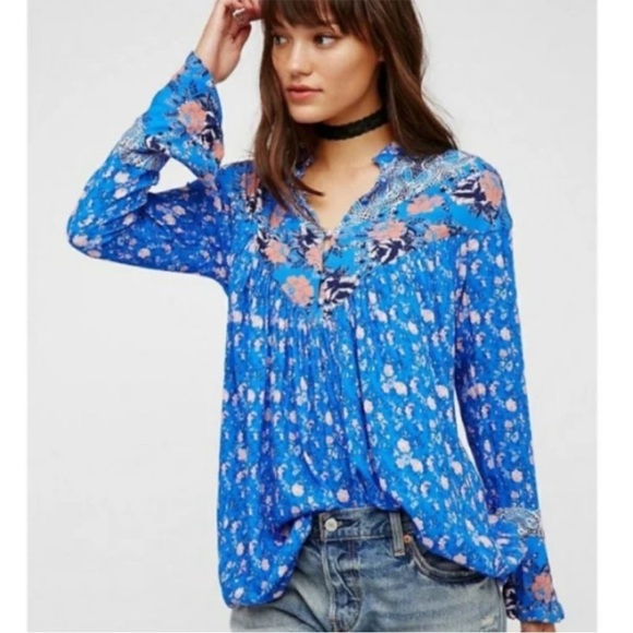 Free People 'Wildflowers' Fields Tunic in Blue Multiple Color Size M - Picture 1 of 5